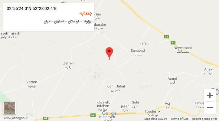 روستای جندابه بر روی نقشه