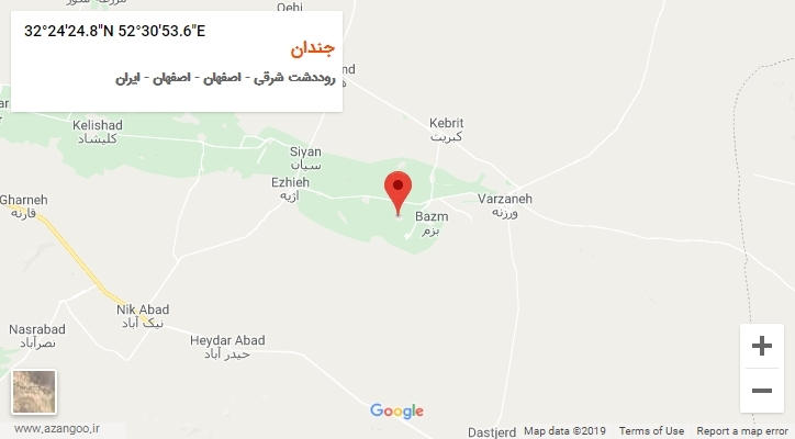 روستای جندان بر روی نقشه