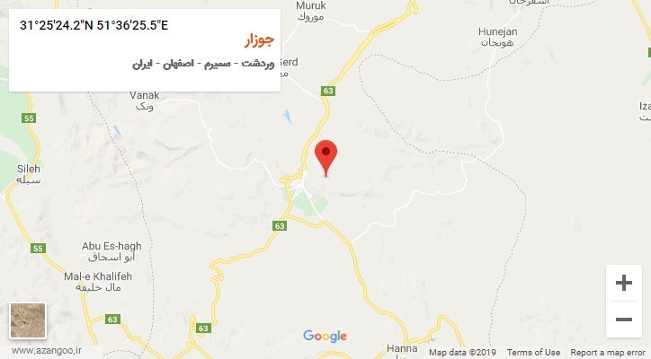 روستای جوزار بر روی نقشه