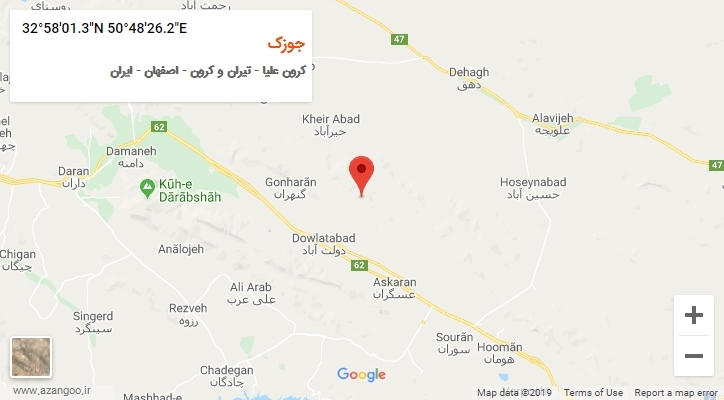 روستای جوزک بر روی نقشه