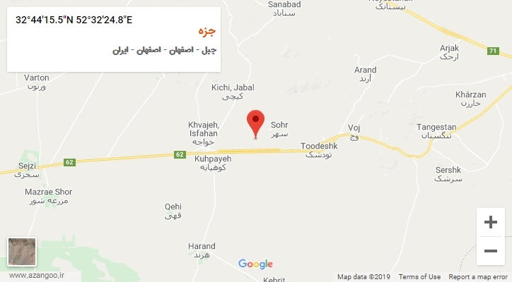 روستای جزه بر روی نقشه