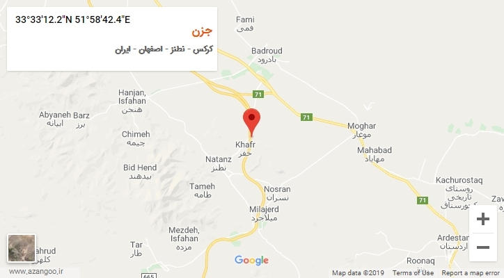 روستای جزن بر روی نقشه