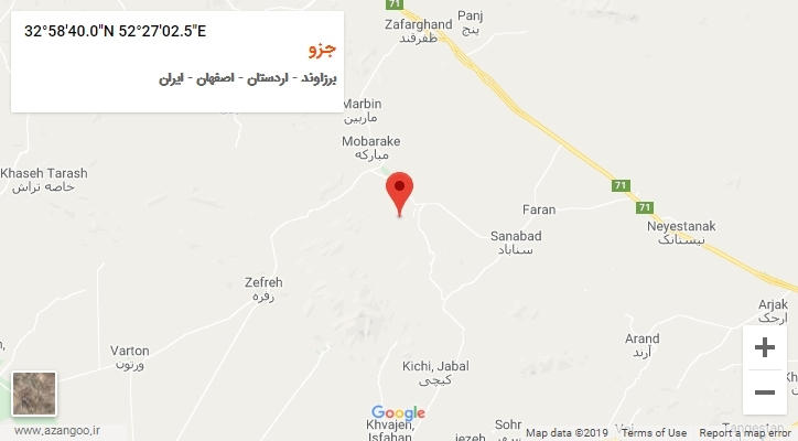 روستای جزو بر روی نقشه