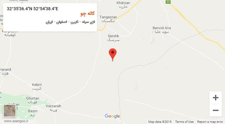 روستای کاله چو بر روی نقشه