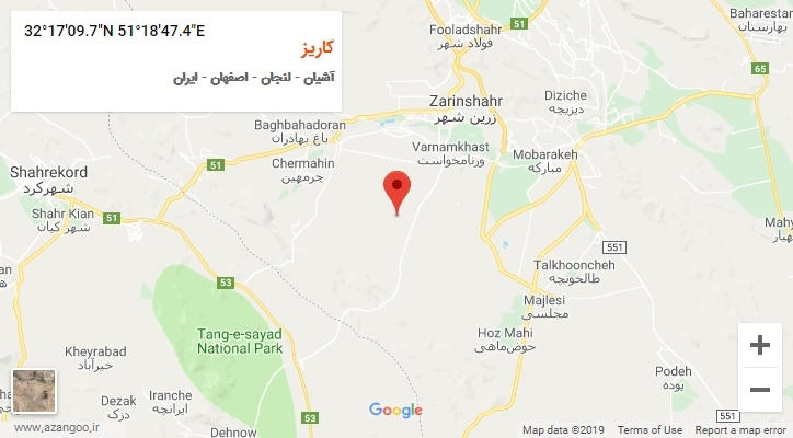 روستای کاریز بر روی نقشه