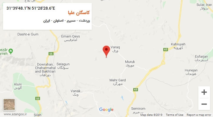 روستای کاسگان علیا بر روی نقشه