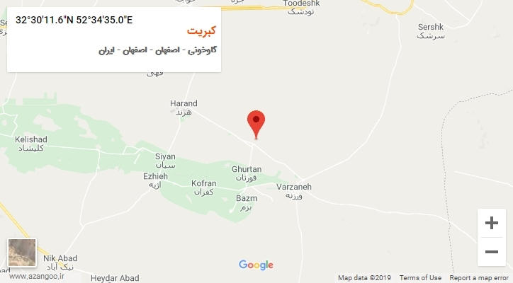 روستای کبریت بر روی نقشه