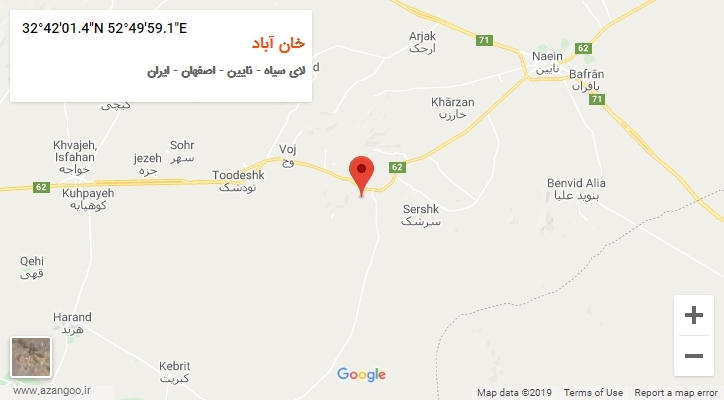 روستای خان آباد بر روی نقشه