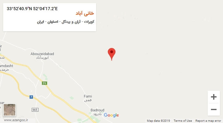 روستای خانی آباد بر روی نقشه