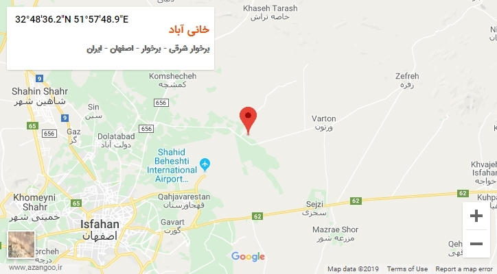 روستای خانی آباد بر روی نقشه