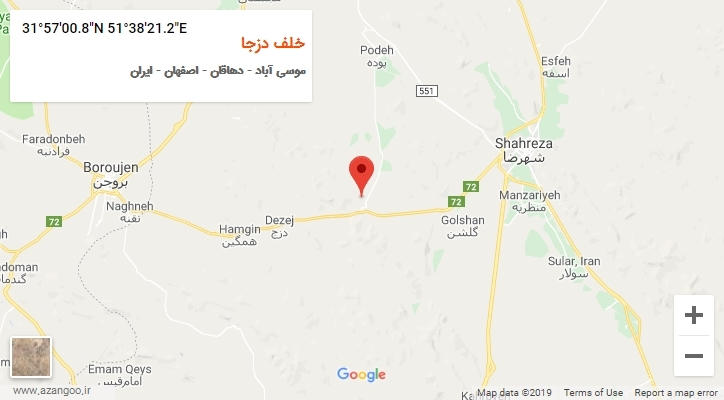 روستای خلف دزجا بر روی نقشه