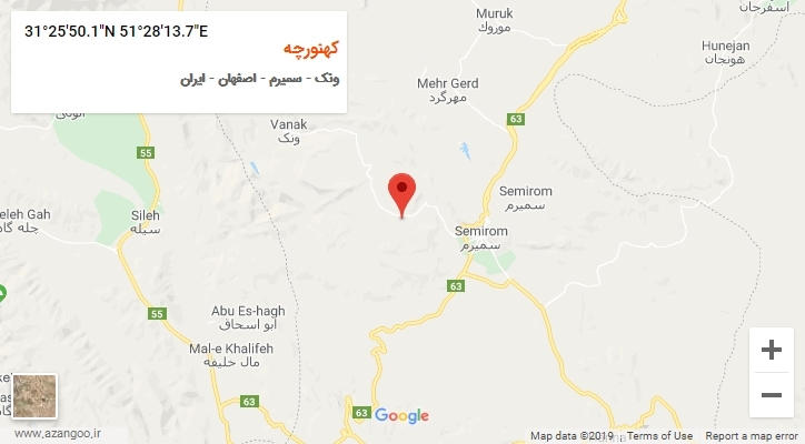 روستای کهنورچه بر روی نقشه