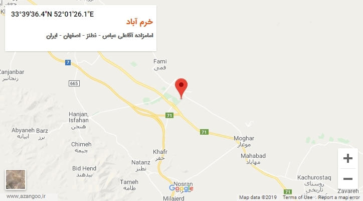 روستای خرم آباد بر روی نقشه