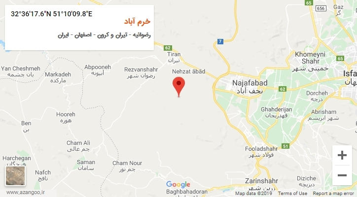 روستای خرم آباد بر روی نقشه
