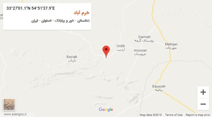 روستای خرم آباد بر روی نقشه