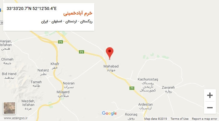 روستای خرم آبادخمینی بر روی نقشه