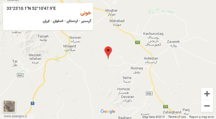 روستای خونی بر روی نقشه