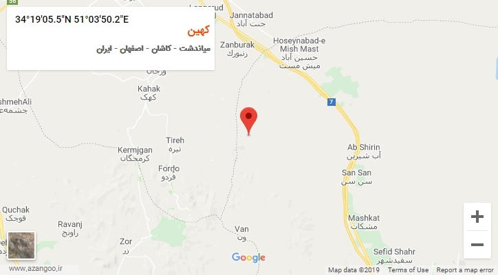 روستای کهین بر روی نقشه