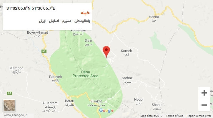 روستای خینه بر روی نقشه
