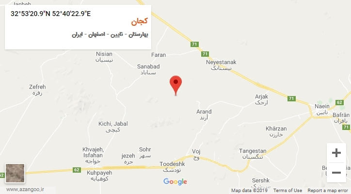 روستای کجان بر روی نقشه