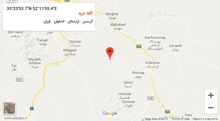 روستای کله دره بر روی نقشه