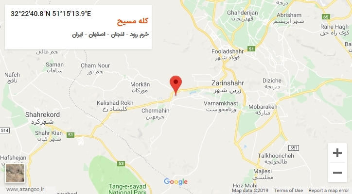 روستای کله مسیح بر روی نقشه