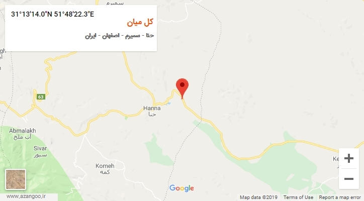 روستای کل میان بر روی نقشه