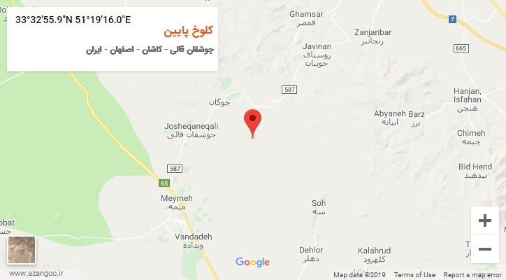 روستای کلوخ پایین بر روی نقشه