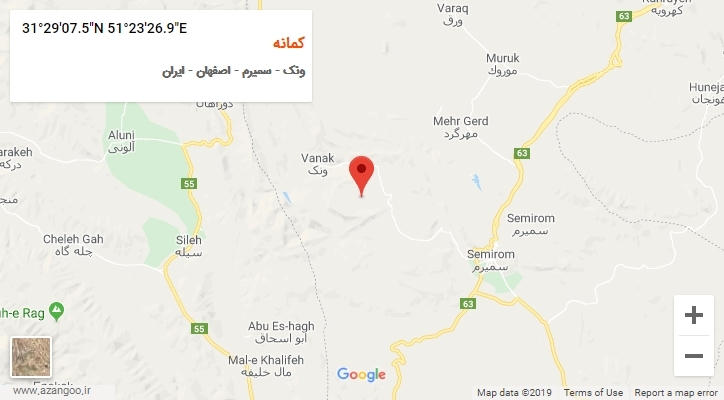 روستای کمانه بر روی نقشه