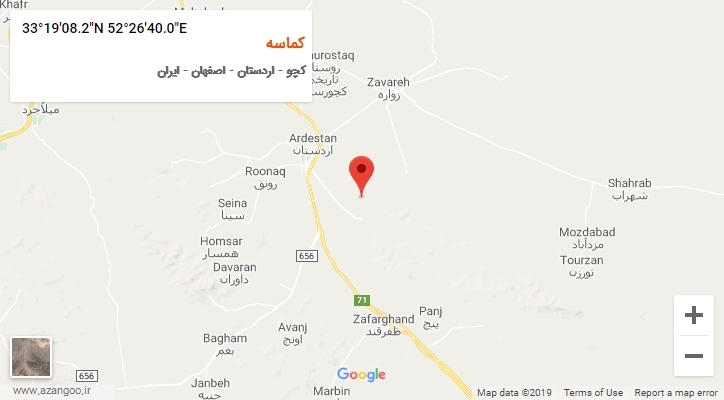 روستای کماسه بر روی نقشه