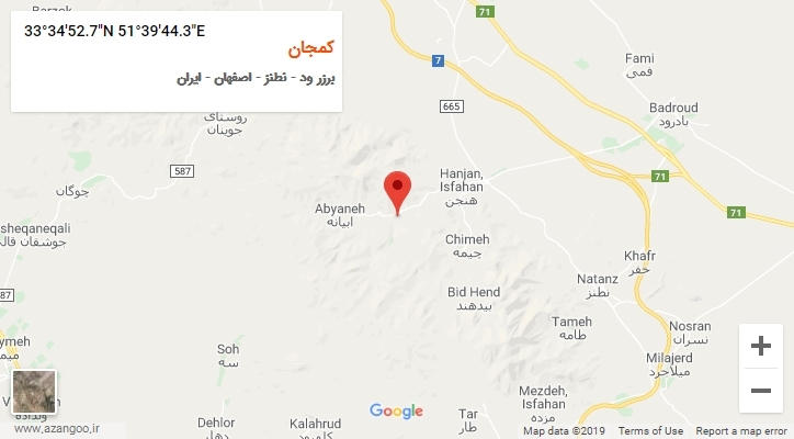 روستای کمجان بر روی نقشه