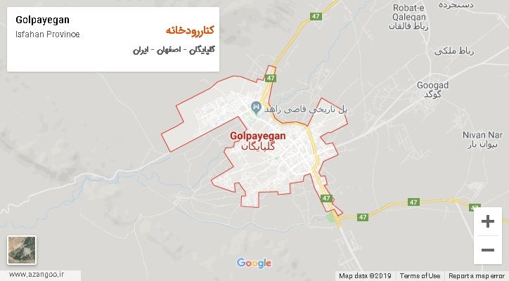 دهستان کناررودخانه بر روی نقشه