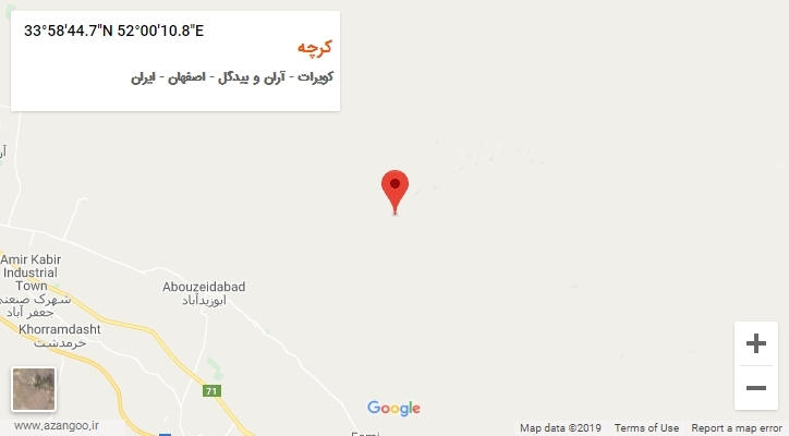 روستای کرچه بر روی نقشه