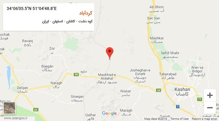 روستای کردآباد بر روی نقشه