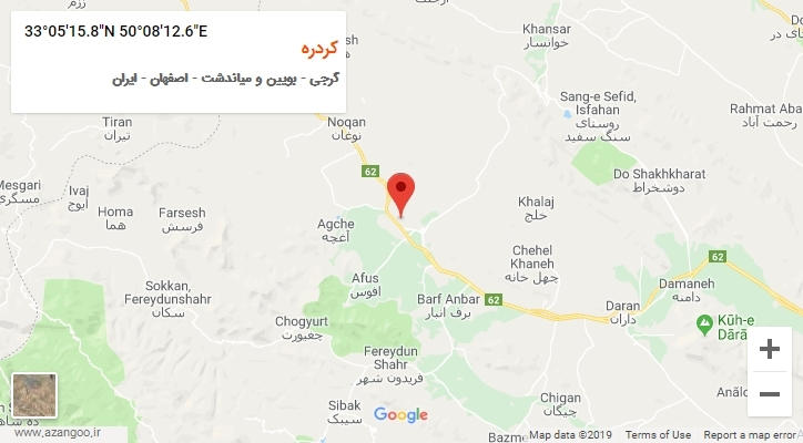 روستای کردره بر روی نقشه