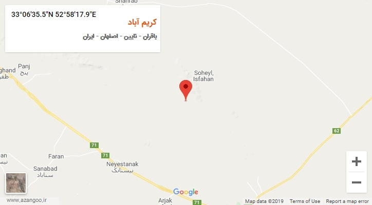 روستای کریم آباد بر روی نقشه