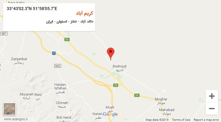 روستای کریم آباد بر روی نقشه