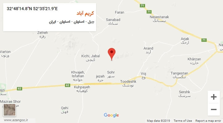 روستای کریم آباد بر روی نقشه