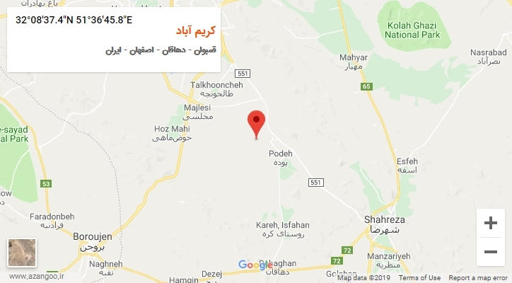 روستای کریم آباد بر روی نقشه