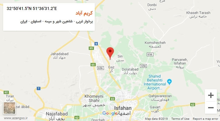 روستای کریم آباد بر روی نقشه
