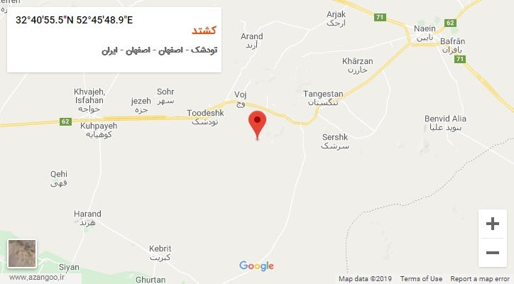 روستای کشتد بر روی نقشه