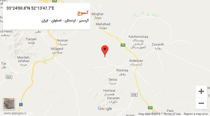 روستای کسوج بر روی نقشه