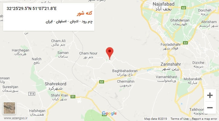 روستای کته شور بر روی نقشه