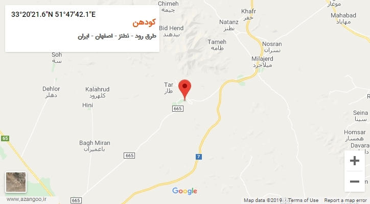 روستای کودهن بر روی نقشه