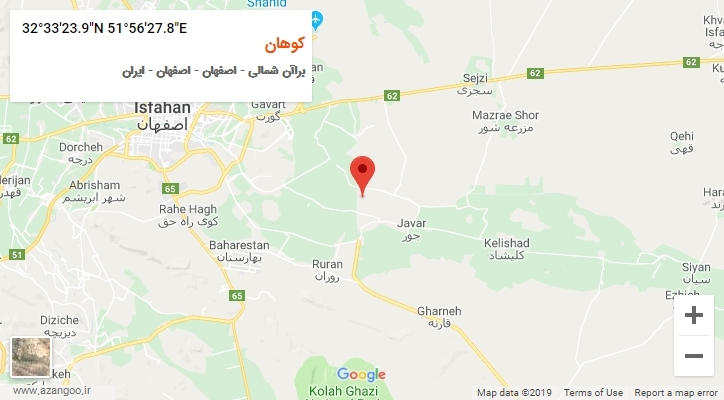روستای کوهان بر روی نقشه