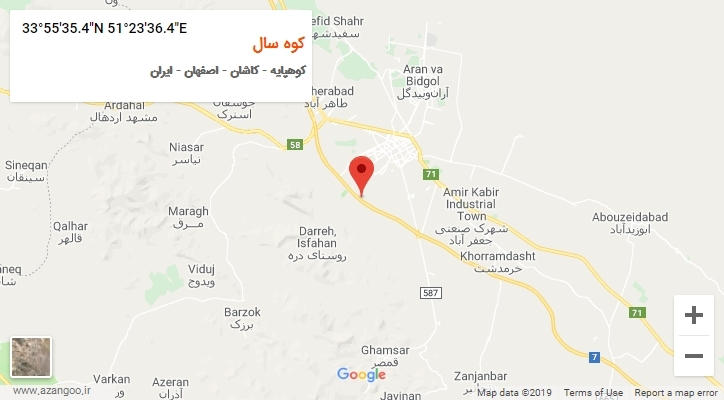 روستای کوه سال بر روی نقشه