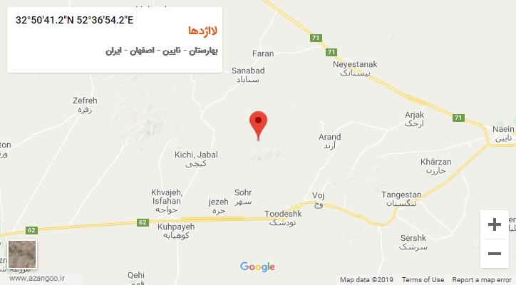روستای لااژدها بر روی نقشه