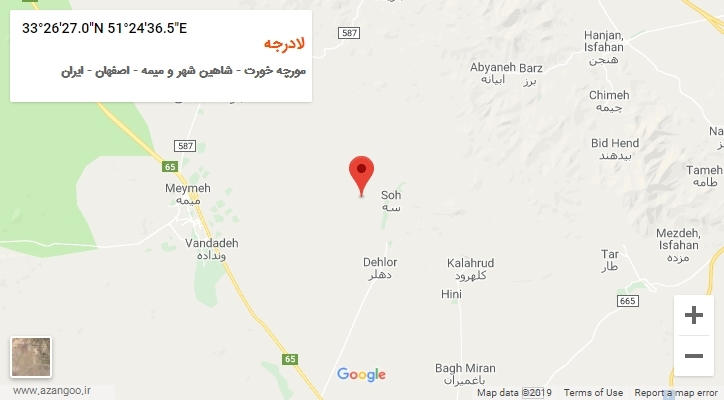 روستای لادرجه بر روی نقشه