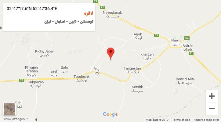 روستای لافره بر روی نقشه