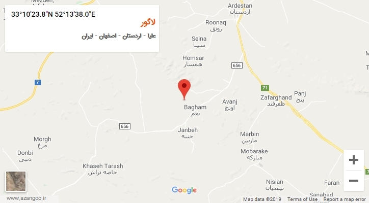 روستای لاگور بر روی نقشه